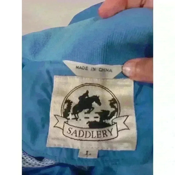 Saddlery Jacket Men Large Blue Nylon Full Zip Outdoors Windbreaker Lightweight - Picture 4 of 4